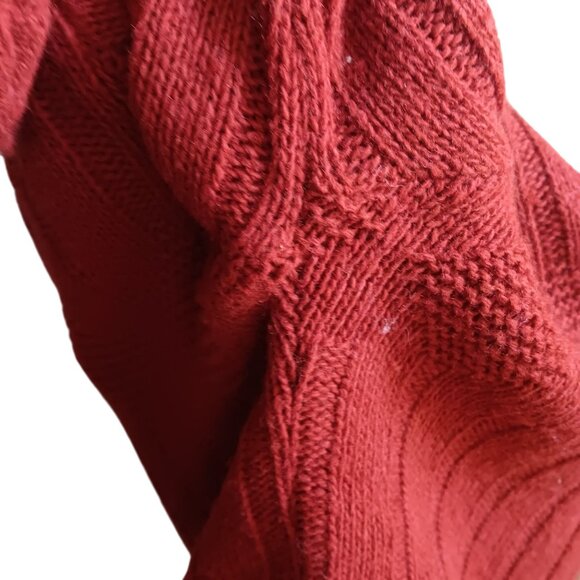 Vintage Medium Women's Turtleneck Sweater 1970's Rusty Red Ribbed Knit Velma - Picture 5 of 6